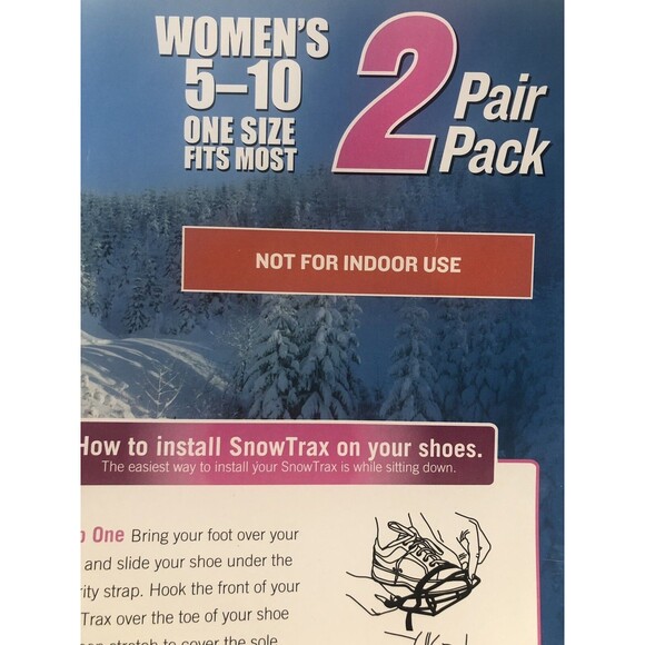 Snow Trax -Women’s Ice Grippers 2 pair Pack New In Package Stretch to Fit sz5-10 - Picture 5 of 6